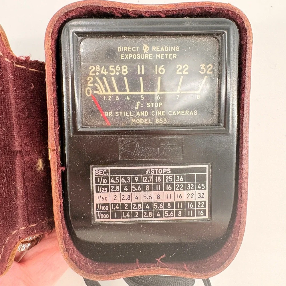 Vintage Weston Model 853 Direct Reading Exposure‎ Light Meter with Leather Case